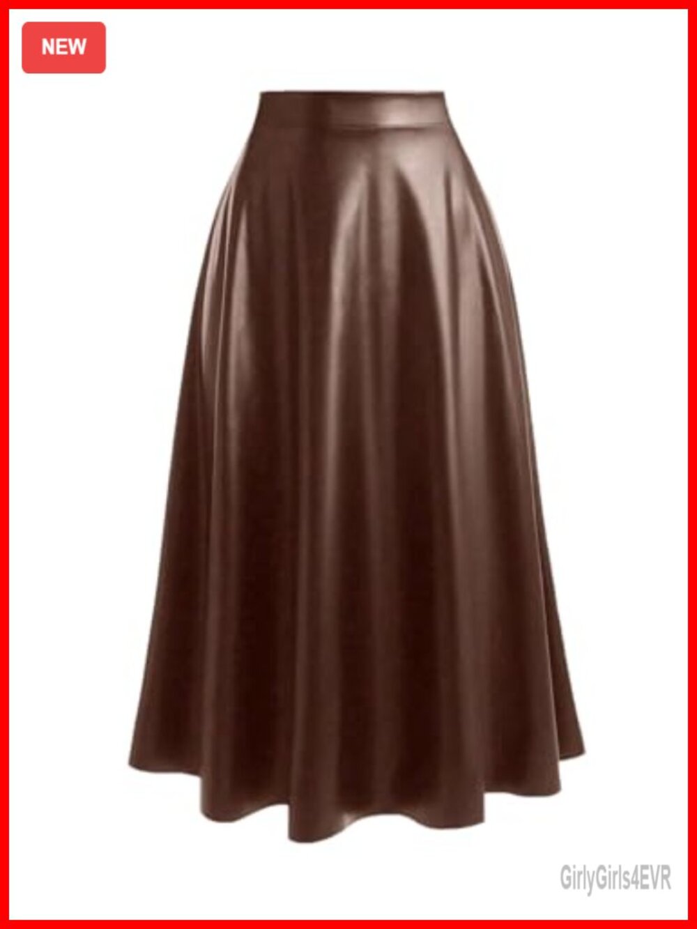 Faux Leather High Waisted A Line Long Skirt Flowy Flare Formal